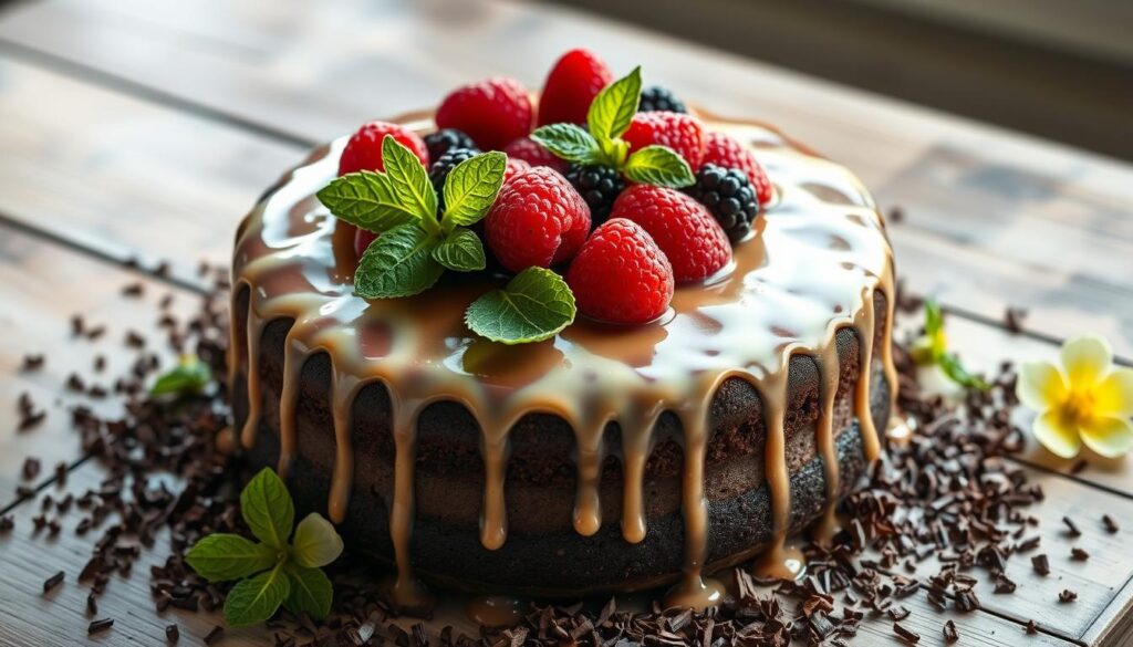 Decorated Chocolate Condensed Milk Cake