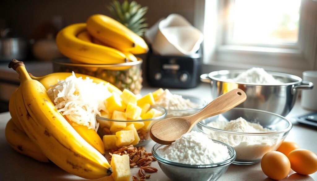 Pineapple Banana Bread Preparation