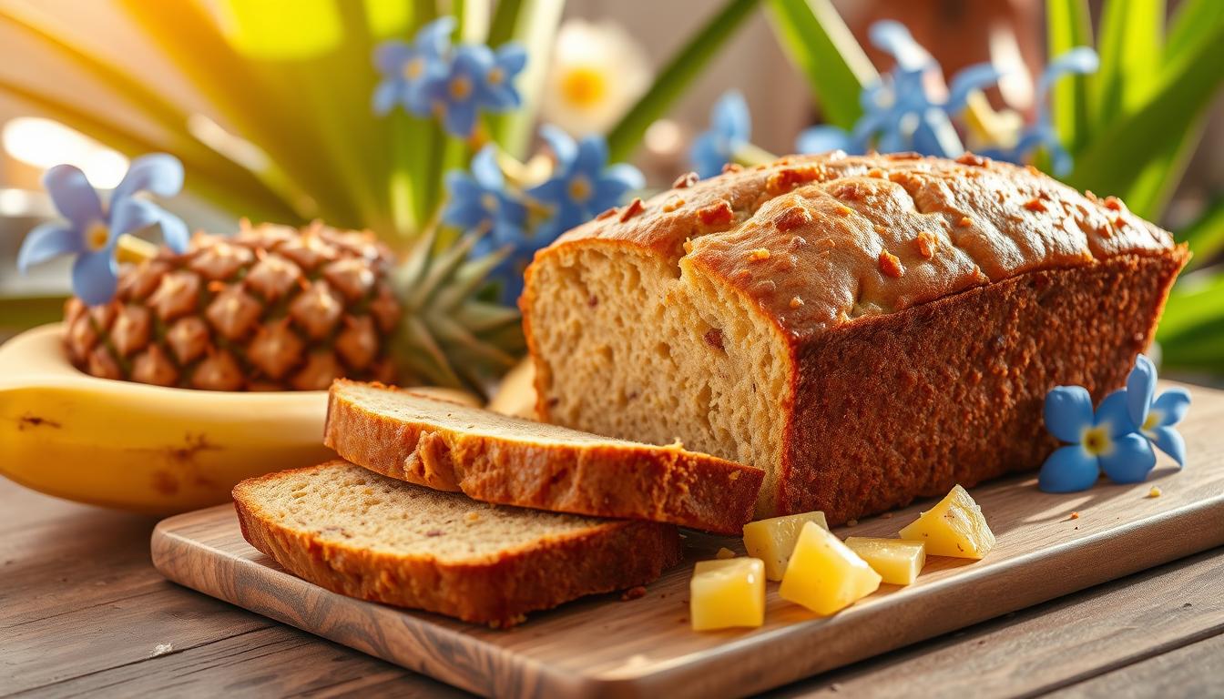 banana nut bread with pineapple and coconut